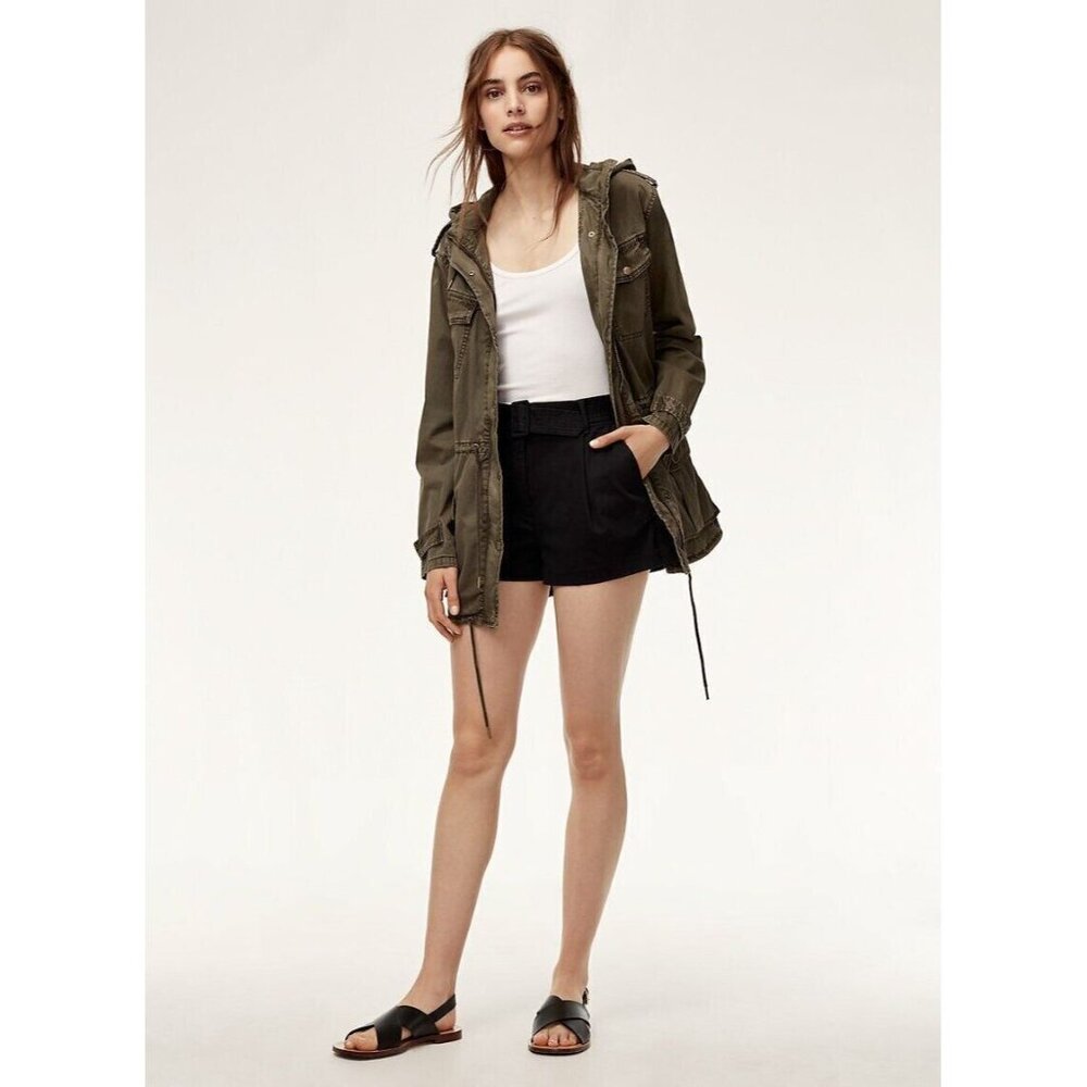 Aritzia TALULA Trooper Green Cotton Twill Hooded Utility Field Jacket, Size S - Picture 13 of 16